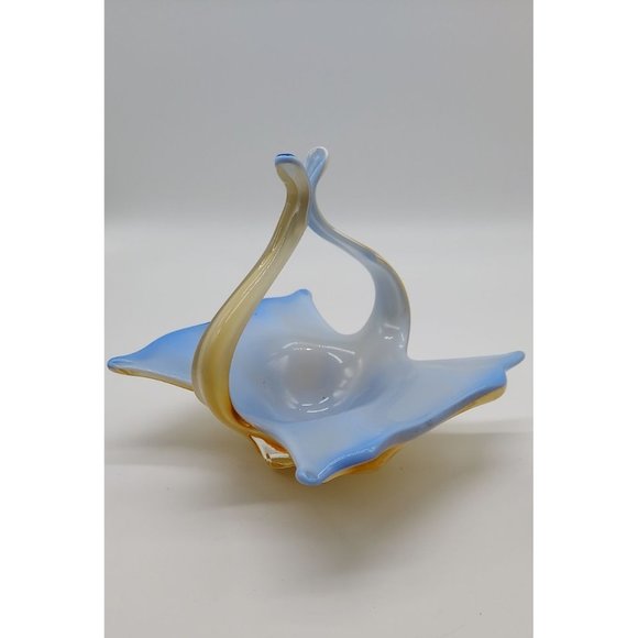 Other - Vtg Venetian Blown Glass Free Form Nut Basket Candy Dish Gold Blue